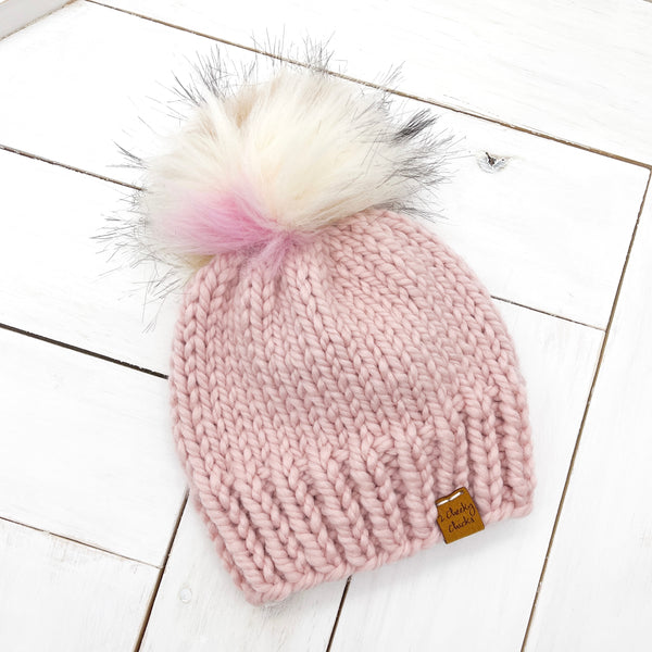 6 - 12 months ROUGE Classic Hat with Faux Fur Pom