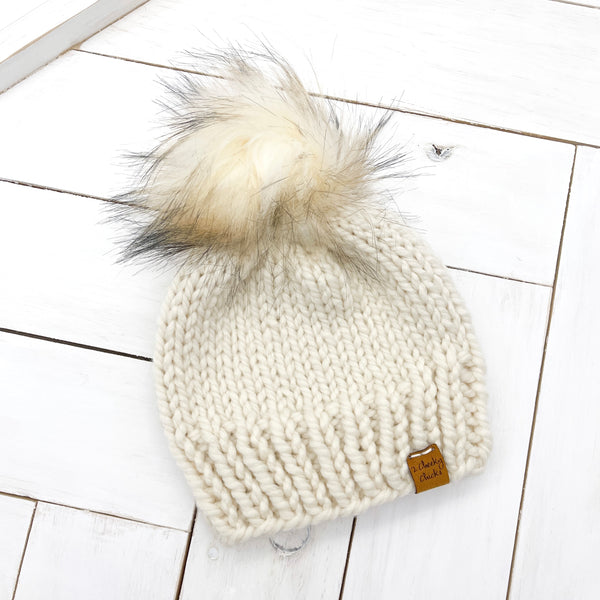 3 - 6 months FISHERMAN Classic Hat with Faux Fur Pom (Jumbo)