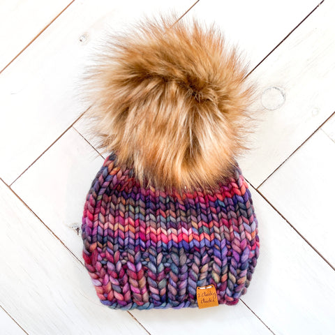 3 - 6 months ANNIVERSARIO RASTA WOOL Classic Hat with Faux Fur Pom (Jumbo)