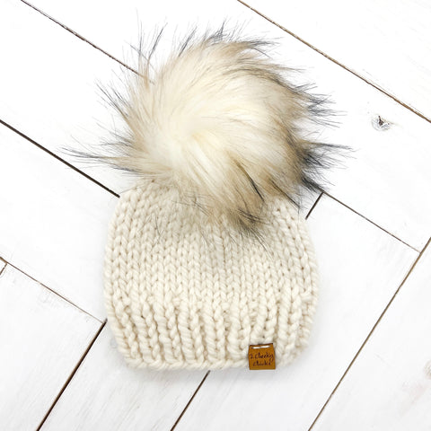 6 - 12 months FISHERMAN Classic Hat with Faux Fur Pom (Jumbo)