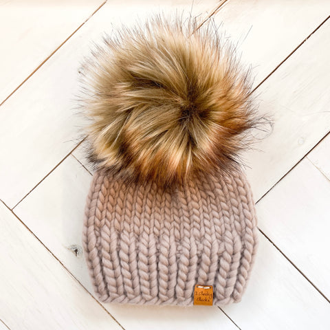 6 - 12 months SAND TROOPER WOOL Classic Hat with Faux Fur Pom (Jumbo)