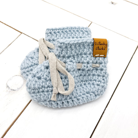 0 - 3 months LIGHT BLUE Sock Booties