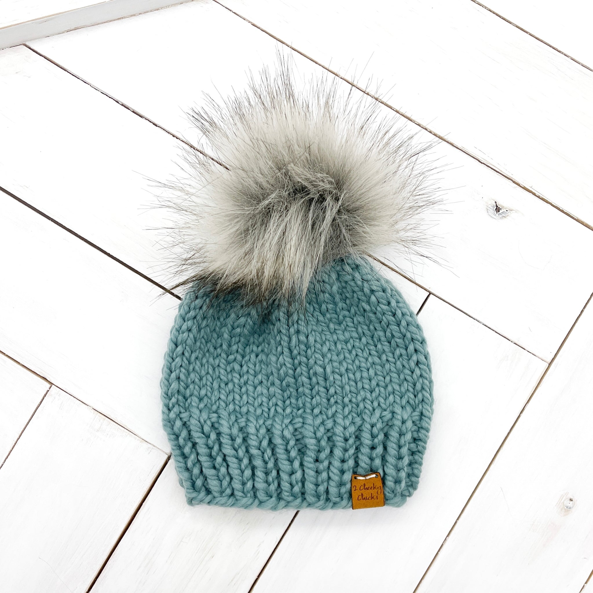 3 - 6 months SUCCULENT Classic Hat with Faux Fur Pom