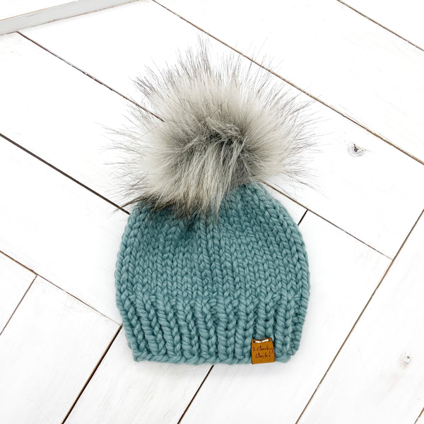 3 - 6 months SUCCULENT Classic Hat with Faux Fur Pom