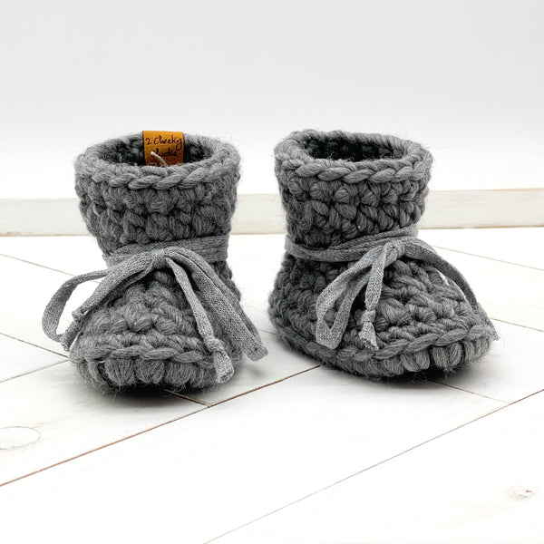 4.5” (0 - 6 or 3 - 6 months) CHARCOAL WOOL Sheepskin Slippers