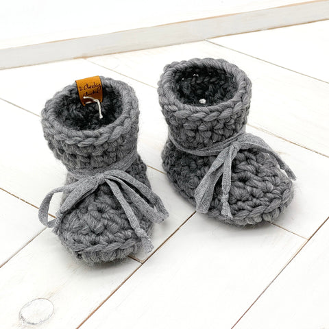 5” (6 -12 months) CHARCOAL WOOL Sheepskin Slippers