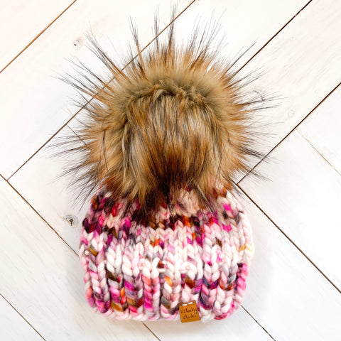 6 - 12 months #1 CRUSH WOOL Classic Hat with Faux Fur Pom (Jumbo)