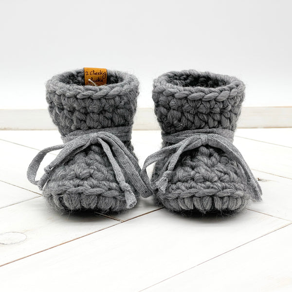 5” (6 -12 months) CHARCOAL WOOL Sheepskin Slippers