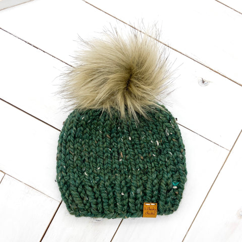 6 - 12 months KALE Classic Hat with Faux Fur Pom