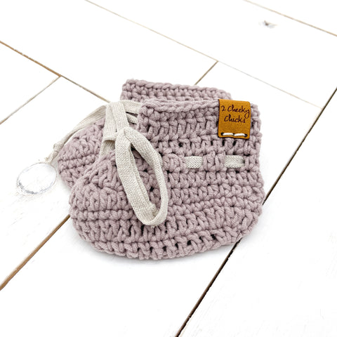 0 - 3 months MAUVE COTTON Baby Booties