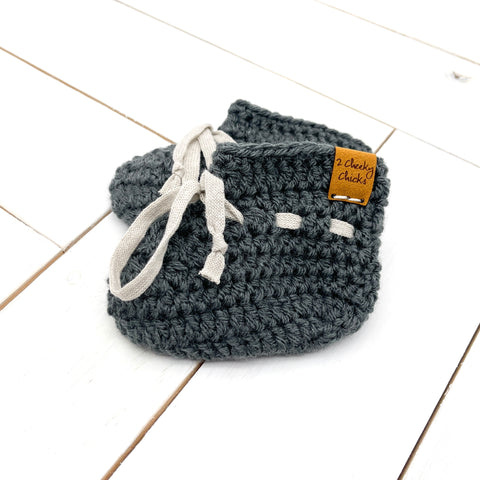 6 - 12 months SLATE Baby Booties