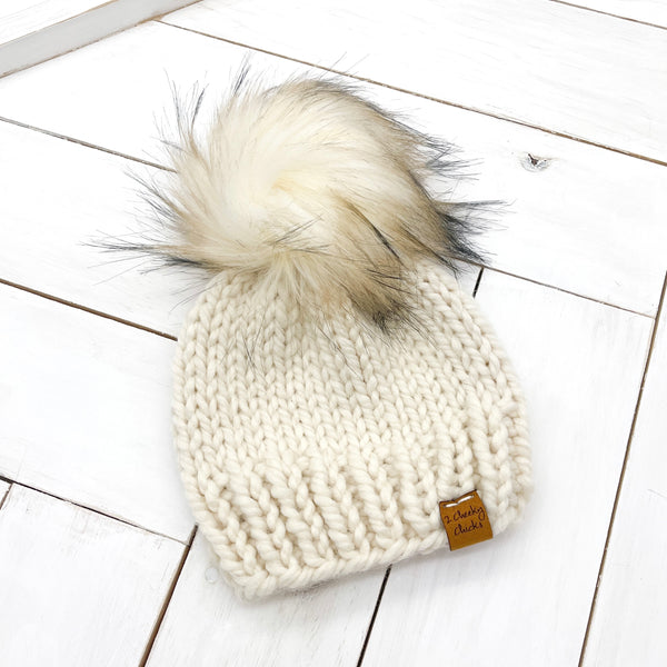 6 - 12 months FISHERMAN Classic Hat with Faux Fur Pom (Jumbo)