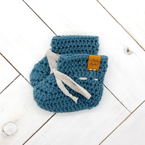 3 - 6 months DUSTY BLUE Baby Booties
