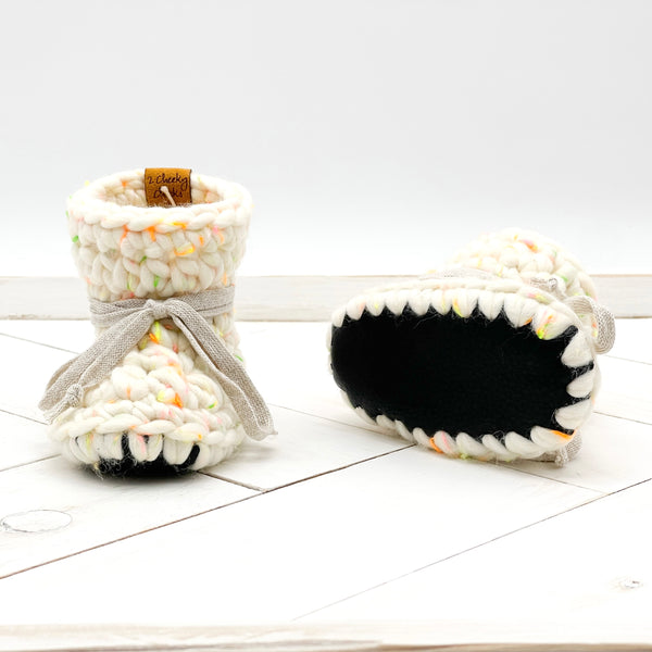 4.5” (0 - 6 or 3 - 6 months) GLOW UP CREAM WOOL Sheepskin Slippers