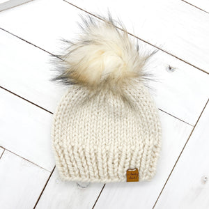 6 - 12 months FISHERMAN Classic Hat with Faux Fur Pom