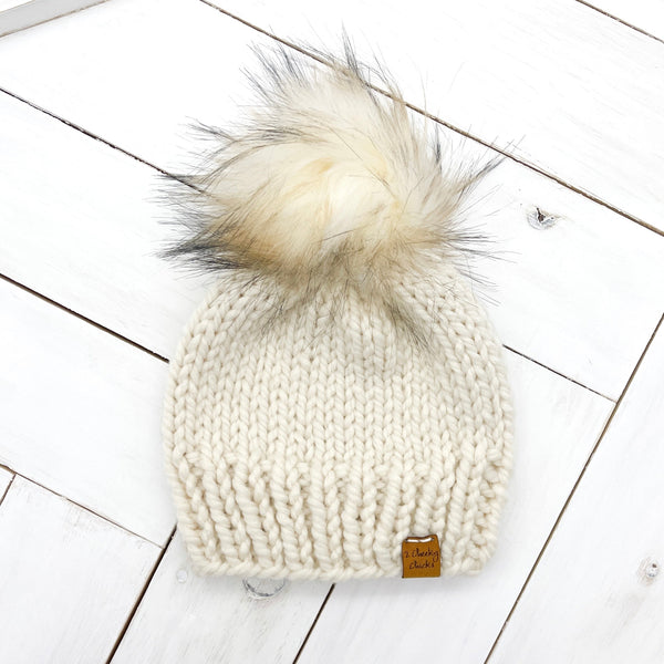 6 - 12 months FISHERMAN Classic Hat with Faux Fur Pom