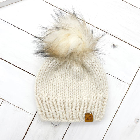 6 - 12 months FISHERMAN Classic Hat with Faux Fur Pom