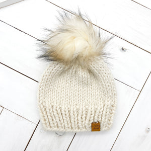 3 - 6 months FISHERMAN Classic Hat with Faux Fur Pom (Jumbo)