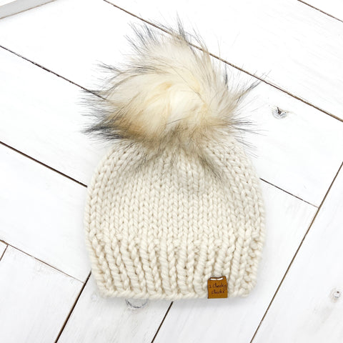3 - 6 months FISHERMAN Classic Hat with Faux Fur Pom (Jumbo)