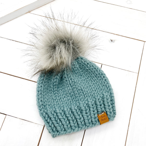 3 - 6 months SUCCULENT Classic Hat with Faux Fur Pom