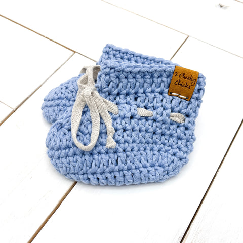 0 - 3 months BLUE COTTON Baby Booties